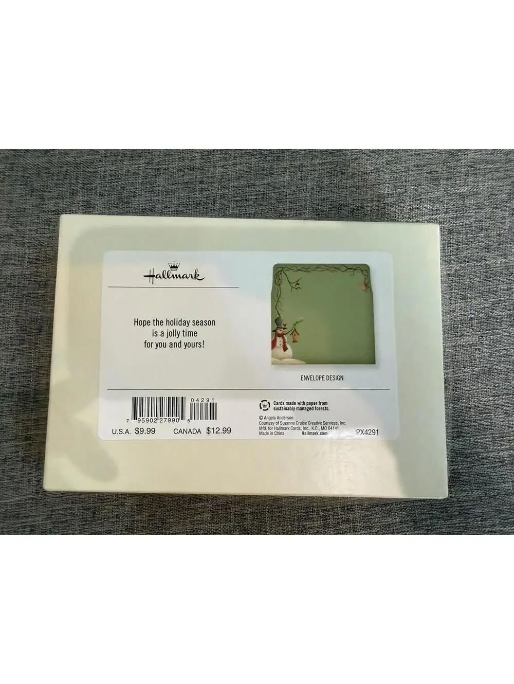 Hallmark Folk Art Snowman Merry Christmas Greeting Cards Box 18 Count Primitive